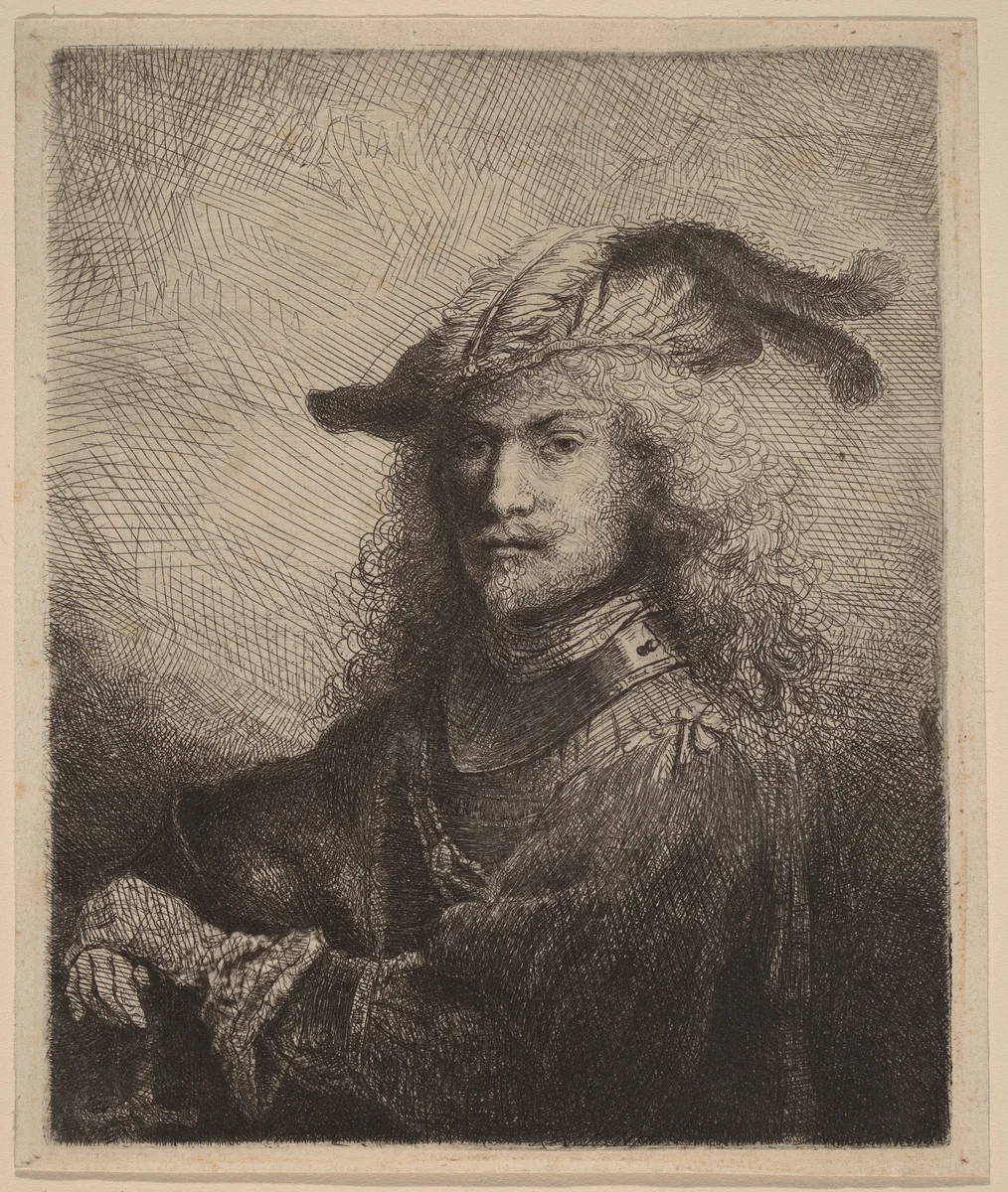 Portrait of an Officer by Ferdinand Bol, print, 1645