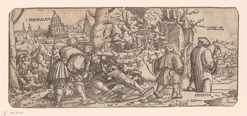 Barmhartige Samaritaan by anonymous, print, 1500-1599