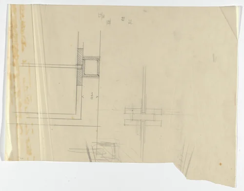 German Pavilion, International Exposition, Barcelona, Spain (Detail sections, glass wall) by Ludwig Mies van der Rohe, mies van der rohe archive, 1928