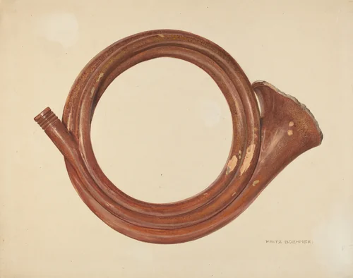 Zoar Pottery Assembly Horn by Fritz Boehmer, index of american design, 1937
