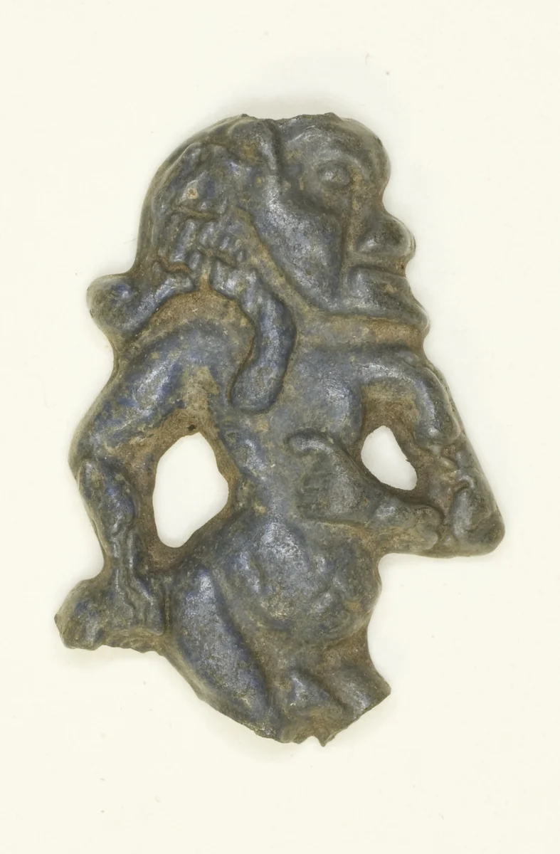 Amuletic Inlay of the God Bes Dancing by Egyptian, metalwork, -1336--1293