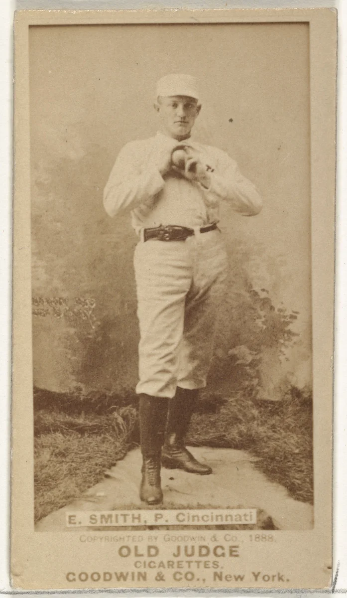Elmer Ellsworth "Mike" Smith, Pitcher, Cincinnati, from the Old Judge series (N172) for Old Judge Cigarettes by Goodwin & Company, photograph, 1888