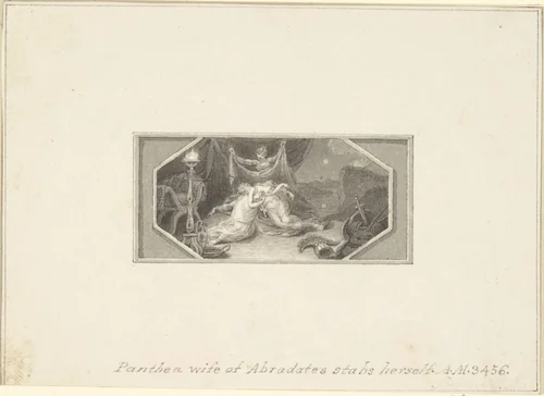 Panthea, Wife of Abradates, Stabs herself by Edward Francis Burney, drawing, 1790-1800