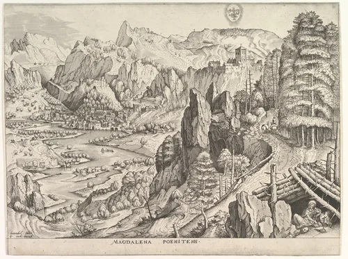 The Penitent Magdalene (Magdalena Poenitens), from "The Large Landscapes" by Johannes van Doetecum, print, 1555-1556