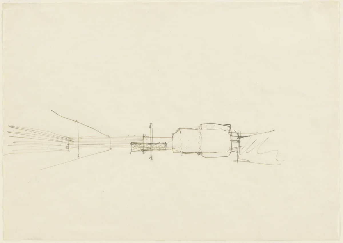 Courthouse Interior: Perspective Sketch by Ludwig Mies van der Rohe, mies van der rohe archive, 1926