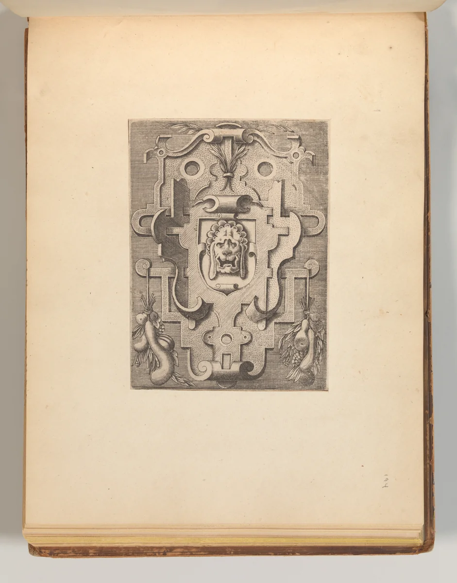 Series of Cartouches, in: Targhe ed altri ornati di varie e capricciose invenzioni (Cartouches and other ornaments of various and capricious invention, page 36) by Cornelis Bos, book, 1540-1560