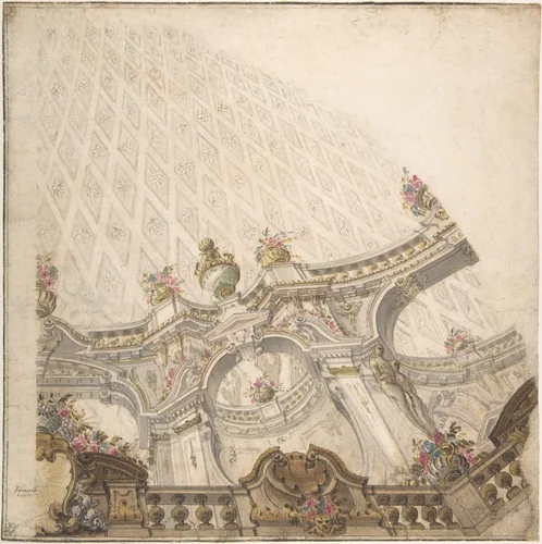 Design for a Cupola Decoration by Giovanni Antonio Torricelli, drawing, 1716-1781