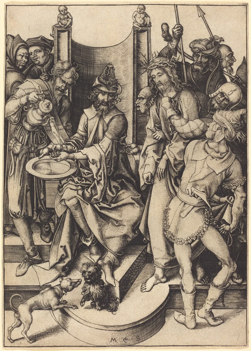 Christ before Pilate by Martin Schongauer, print, 1480