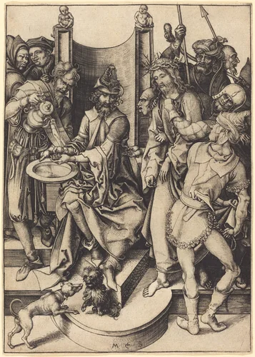 Christ before Pilate by Martin Schongauer, print, 1480