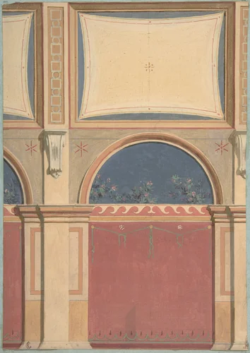 Design for Elevation of Gallery Bay, Deepdene, Dorking, Surrey by Jules-Edmond-Charles Lachaise, drawing, 1875-1879