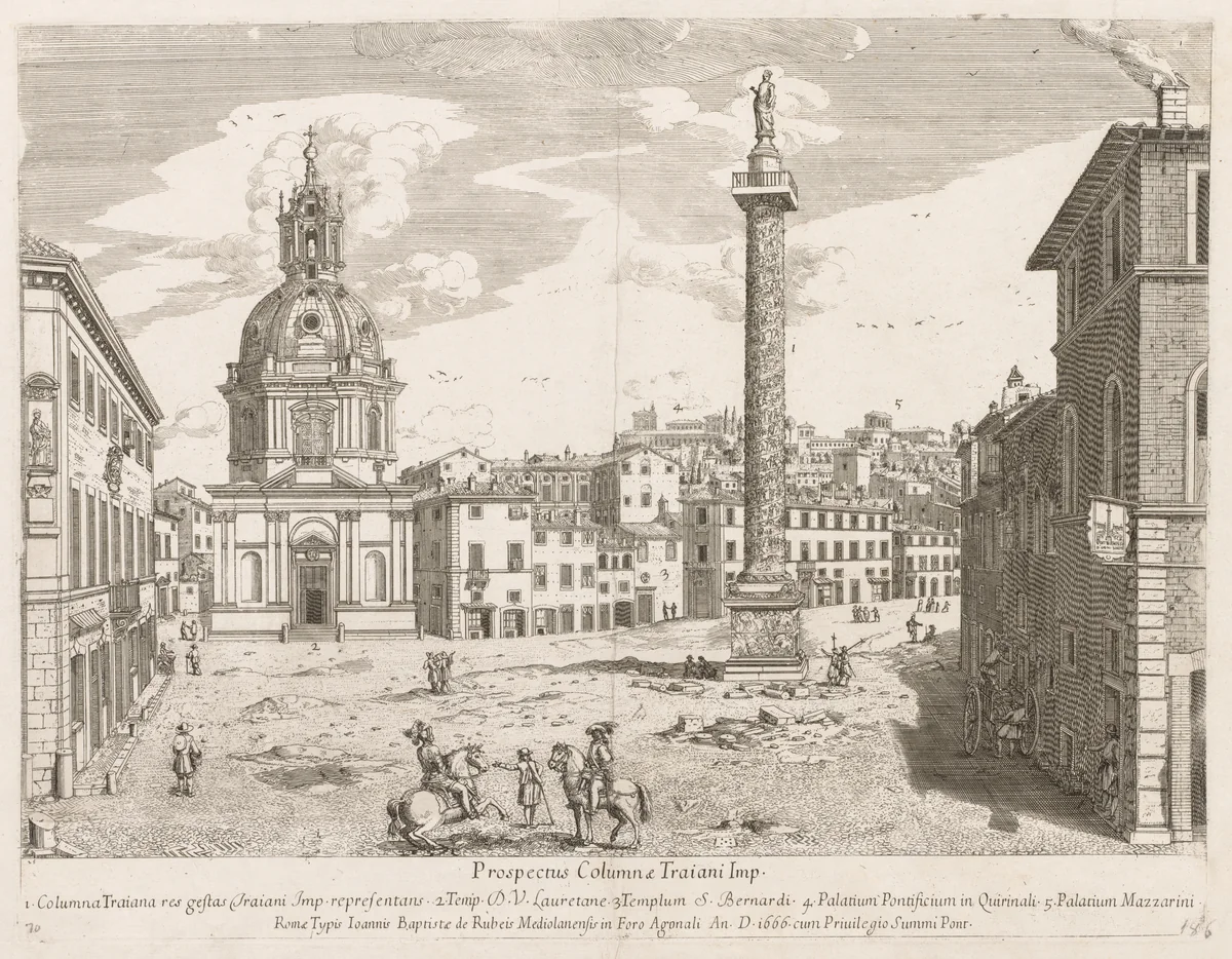 Trajan's Column from "Prospectus Locurum Urbis Romae Insign[ium] by Lievin Cruyl, print, 1666