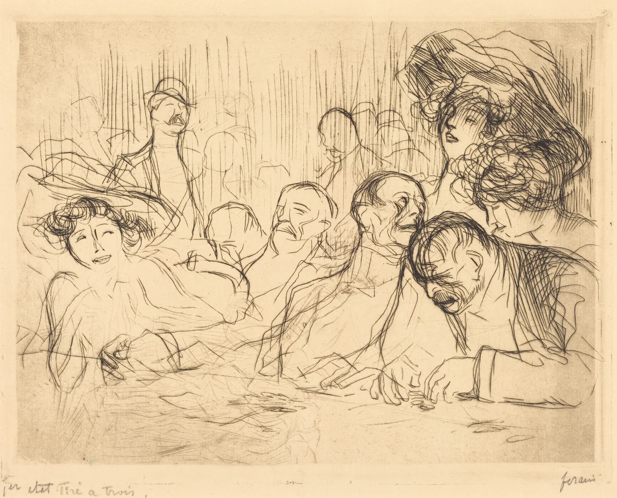 A la table de jeu (1ère planche) (At the Gambling Table) (first plate) by Jean-Louis Forain, print, 1909