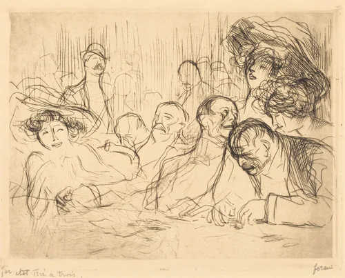A la table de jeu (1ère planche) (At the Gambling Table) (first plate) by Jean-Louis Forain, print, 1909