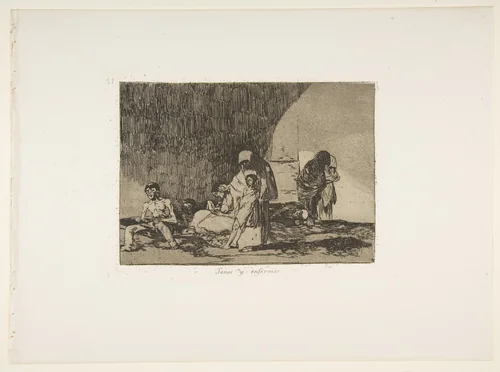 Plate 57 from "The Disasters of War" (Los Desastres de la Guerra): 'The healthy and the sick' (Sanos y enfermos) by Goya, print, 1863