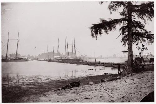 Pontoon Bridge, James River by Andrew Joseph Russell, photograph, 1864