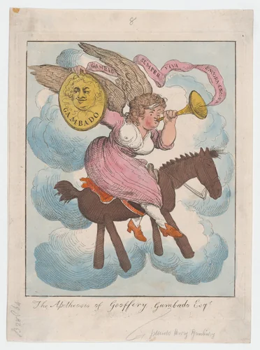 The Apotheosis of Geoffery Gambade Esqr by Thomas Rowlandson, print, 1803-1813