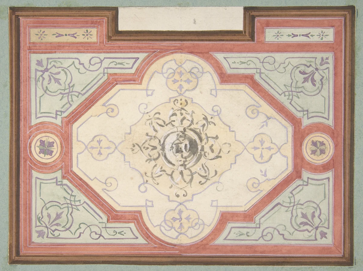 Design for the decoration of a ceiling by Jules-Edmond-Charles Lachaise, drawing, 1830-1897