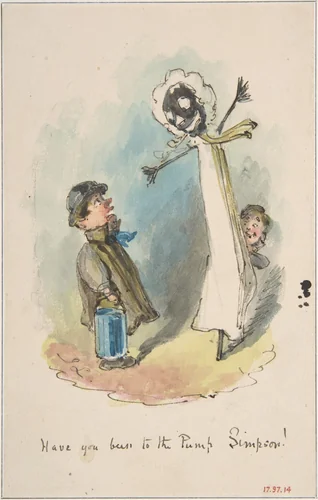 "Have You Been to the Pump, Simpson?" by John Leech, drawing, 1837-1864
