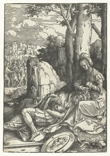 Simson en Delila by Lucas van Leyden, print, 1514-1516