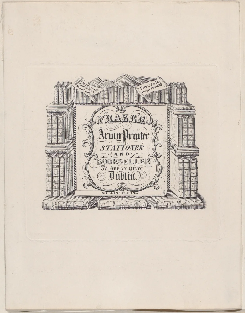 Trade Card for Frazer, Army Printer and Stationer by anonymous, print, 1800-1900