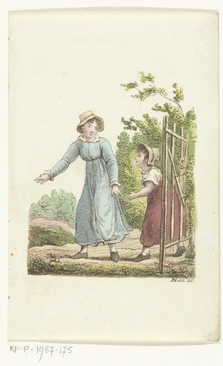 Maria gaat met vrouw op pad by Johannes Best, print, 1807-1823