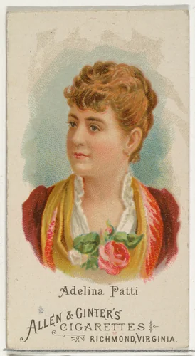 Adelina Patti, from World's Beauties, Series 1 (N26) for Allen & Ginter Cigarettes by Allen & Ginter, print, 1888