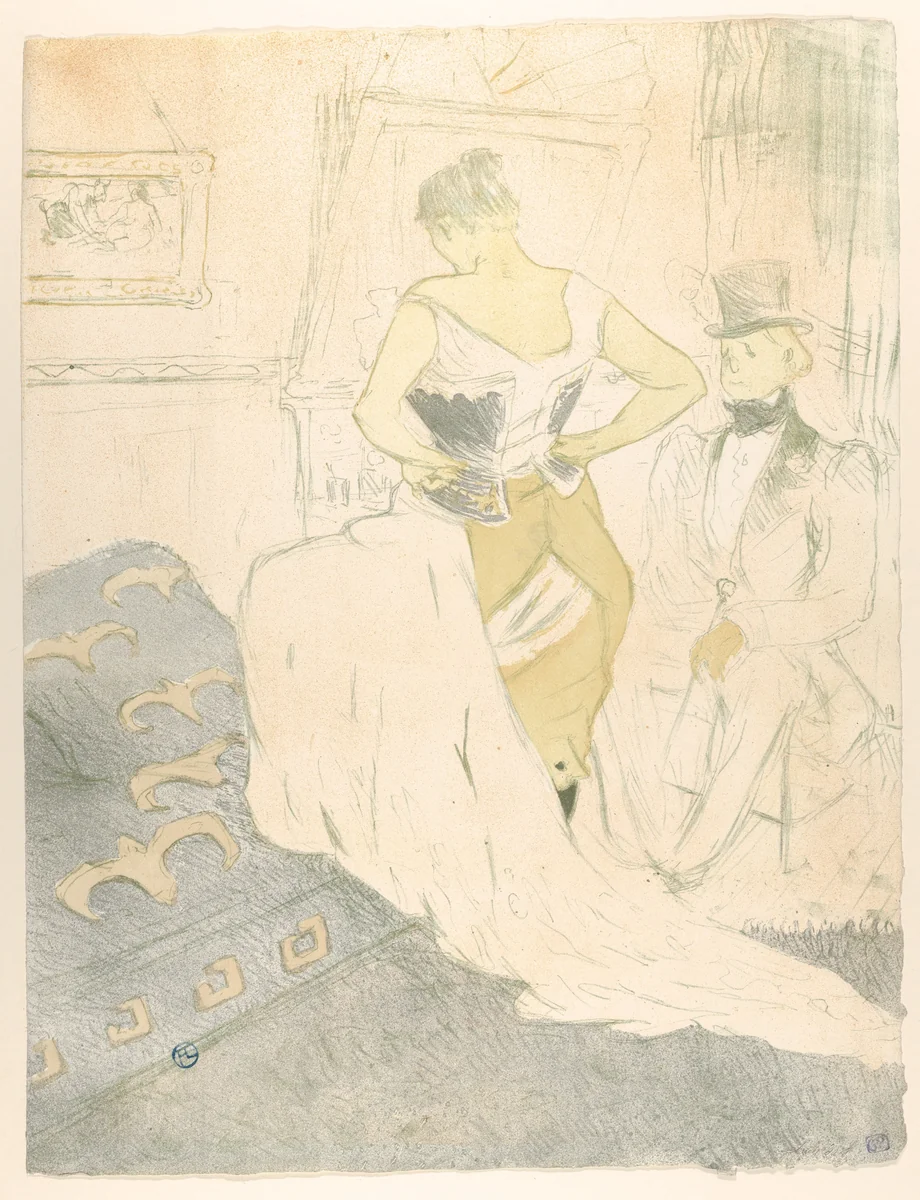 Fastening a Corset – A Passing Conquest, from "Elles" by Henri de Toulouse-Lautrec, print, 1896