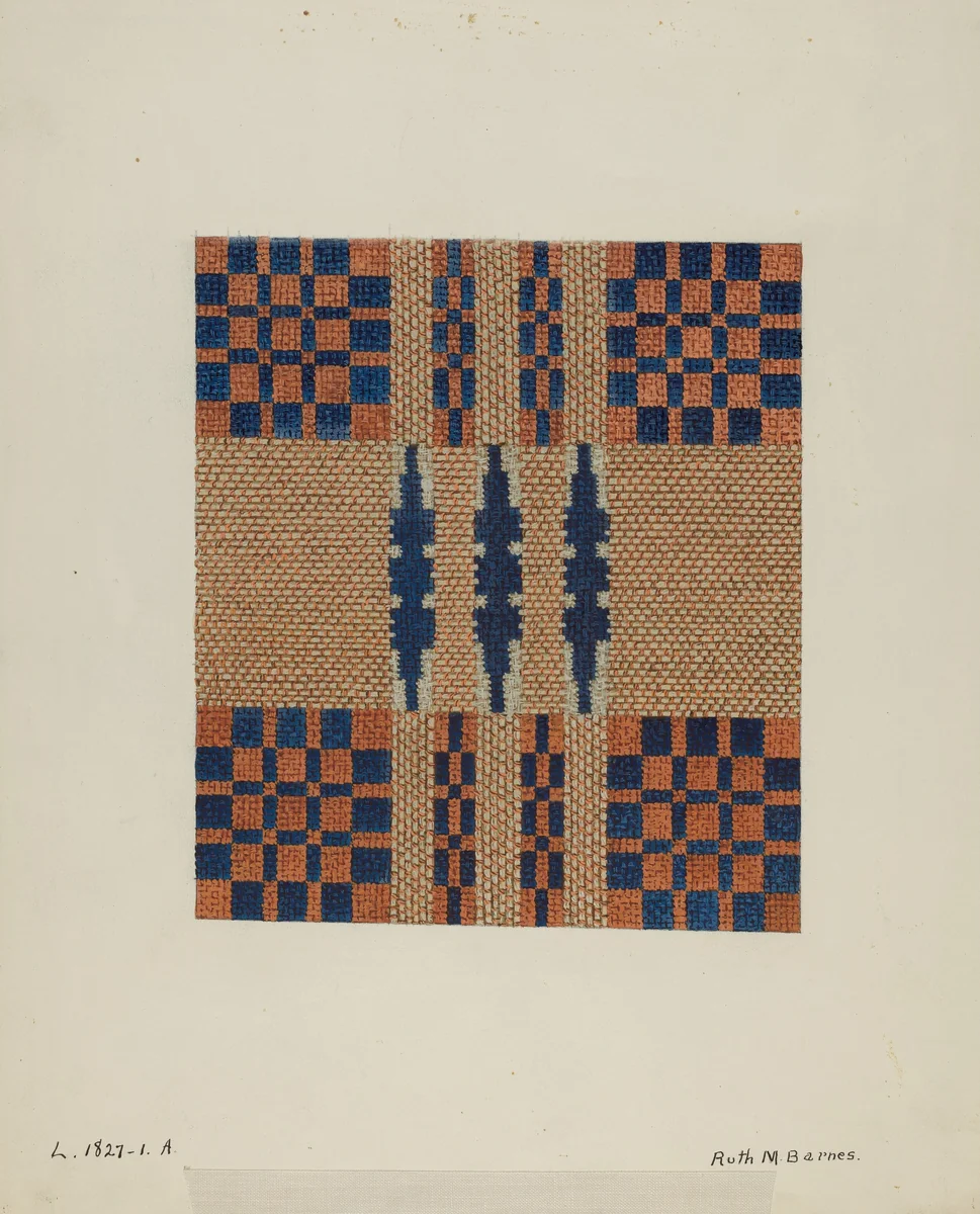 Coverlet Detail by Ruth M. Barnes, index of american design, 1935-1942