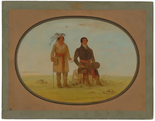 Mohigan Chief and a Missionary by George Catlin, painting, 1861-1869