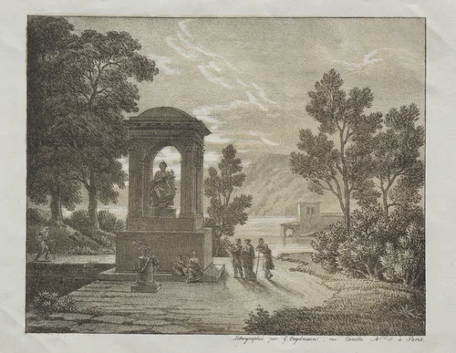 Book of Lithograph Trials using different means of Drawing such as Crayon, Pen, Brush, and Wash: A Landscape by Godefroy Engelmann, book, 1811-1821