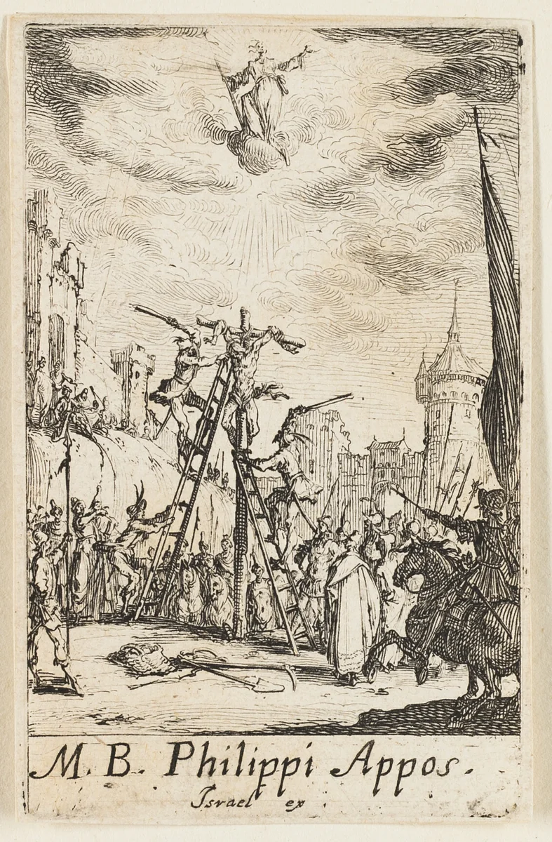 Martyrdom of Saint Philippe, plate eight from The Martyrdoms of the Apostles by Jacques Callot, print, 1612-1635