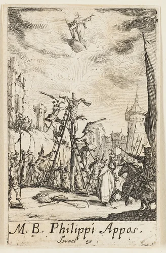 Martyrdom of Saint Philippe, plate eight from The Martyrdoms of the Apostles by Jacques Callot, print, 1612-1635