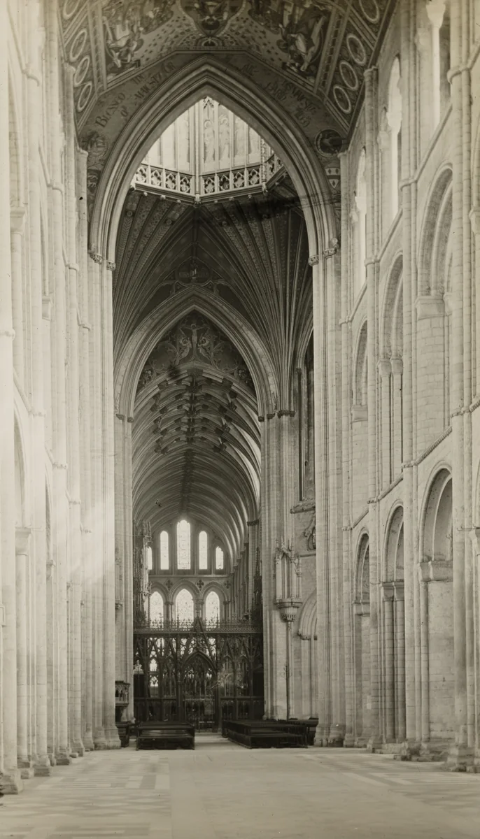 Ely Cathedral: Nave to East, from Octagon Arch by Frederick Evans, photograph, 1891