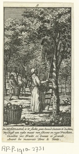 September: fruitoogst by Jan Caspar Philips, print, 1736-1775