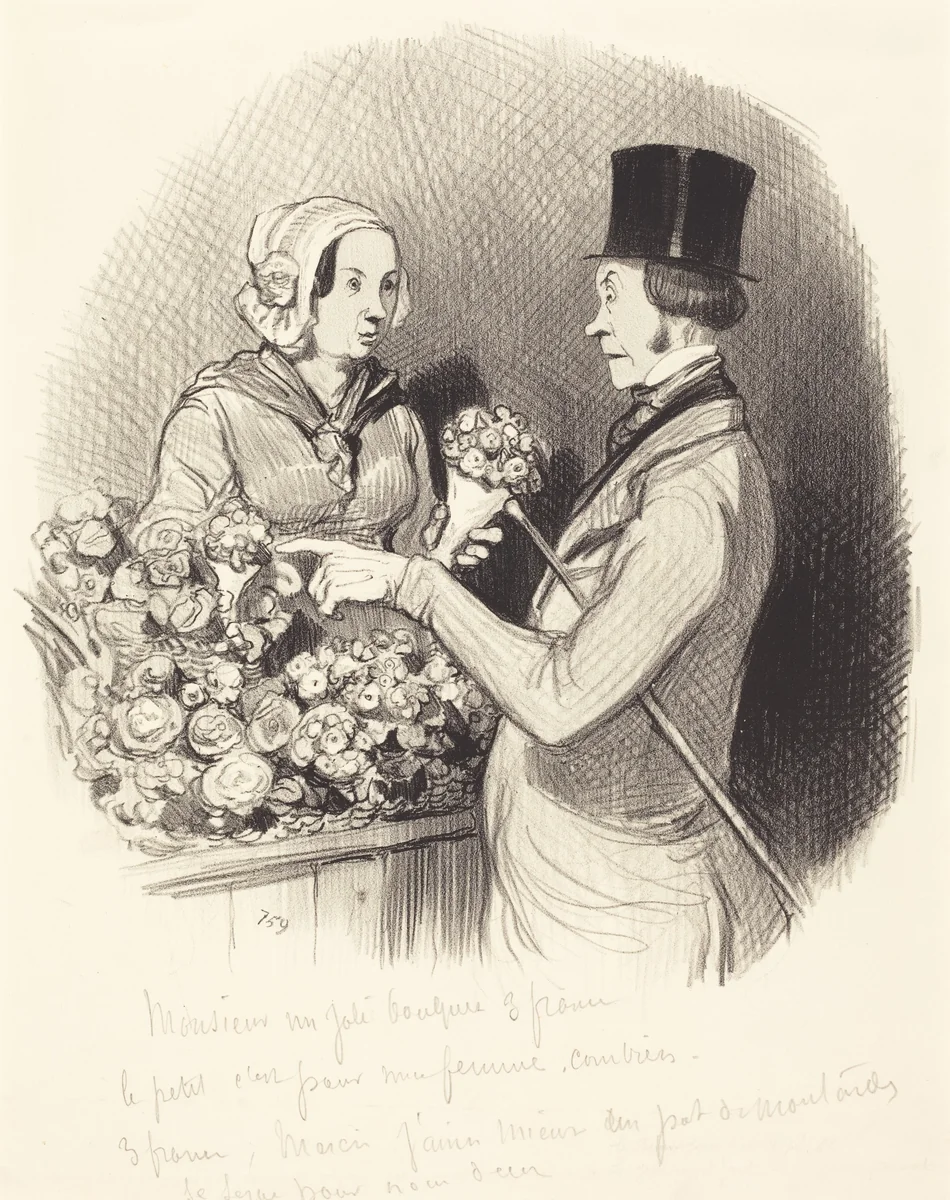 Le Jour ou il faut se montrer galant by Honoré Daumier, print, 1845