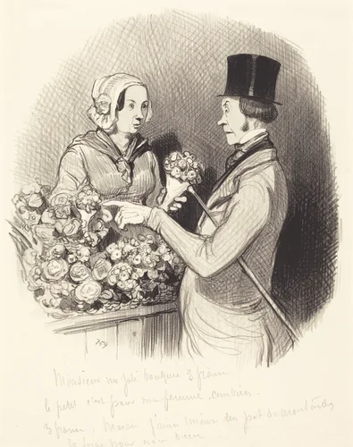 Le Jour ou il faut se montrer galant by Honoré Daumier, print, 1845