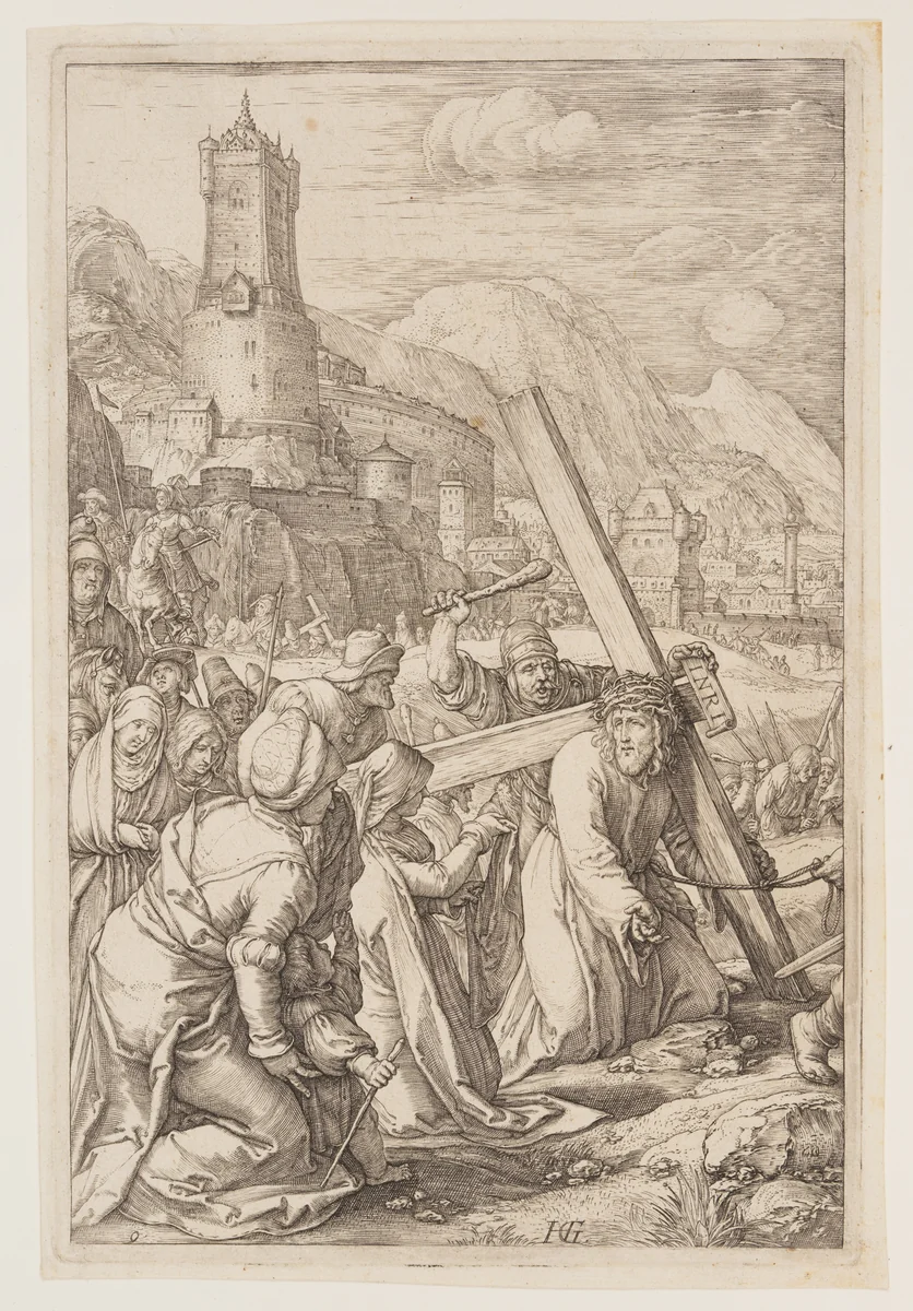 Christ Carrying the Cross, from The Passion by Hendrick Goltzius, print, 1596-1598