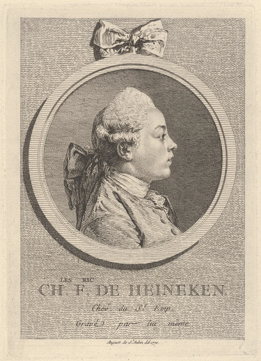 Portrait of Charles-Frédéric de Heinecken by Augustin de Saint-Aubin, print, 1770