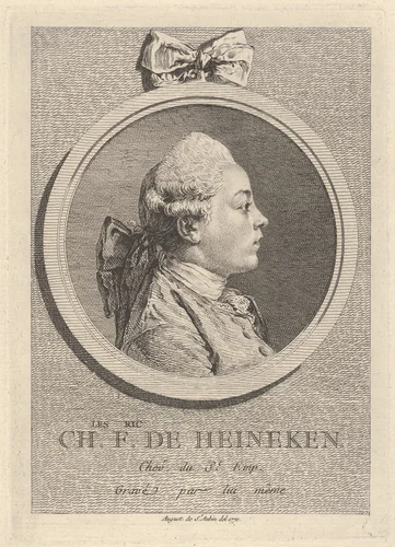 Portrait of Charles-Frédéric de Heinecken by Augustin de Saint-Aubin, print, 1770