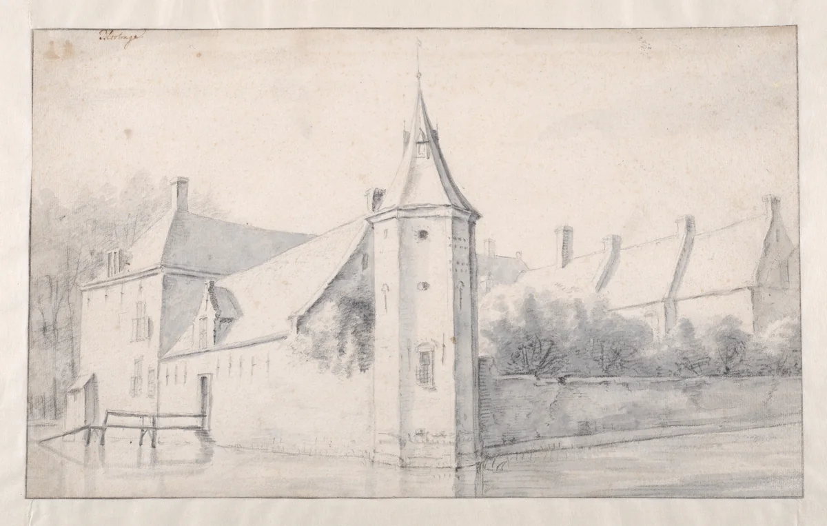 View of Castle Te Blotinghe, near The Hague by Roelant Roghman, drawing, 1646-1692