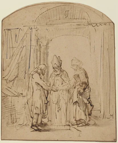 The Betrothal of the Holy Virgin by Rembrandt van Rijn, drawing, 1606-1669