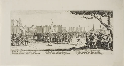 Recruitment of Troops, plate two from The Miseries of War by Jacques Callot, print, 1633