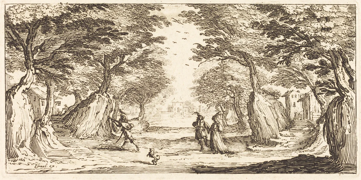 Landscape by Jacques Callot, print, 1635