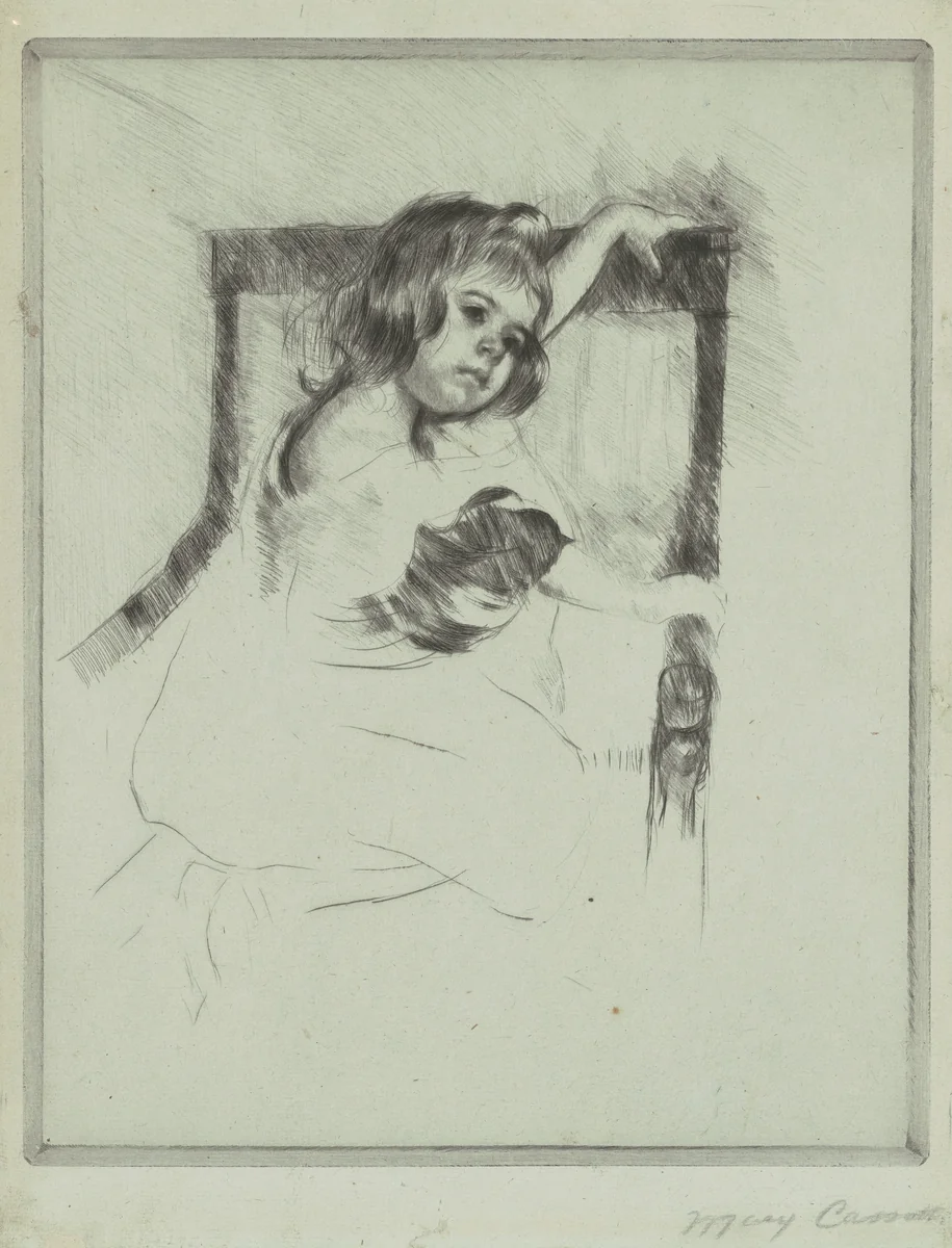 Kneeling in an Armchair by Mary Cassatt, print, 1898-1908