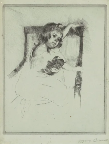 Kneeling in an Armchair by Mary Cassatt, print, 1898-1908