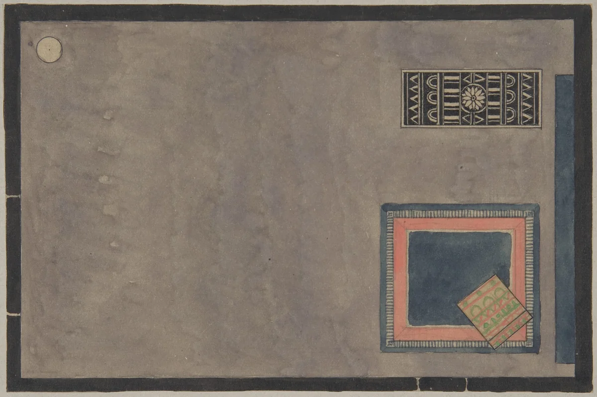 View of Interior for Paris Exhibition 1925, with Rugs by Erik Gunnar Asplund, drawing, 1824