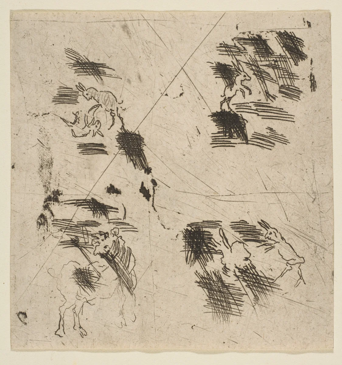 Study with Brigands (Upper Section) by Claude Lorrain, print, 1628-1638