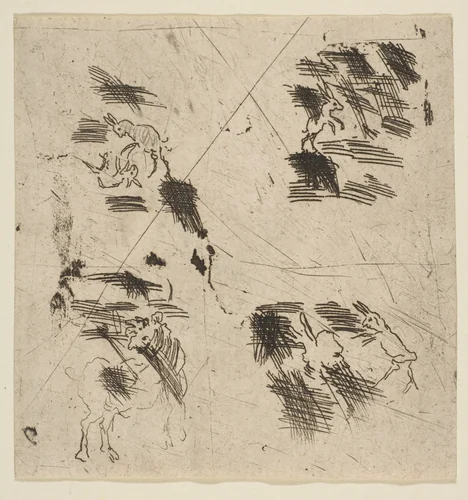 Study with Brigands (Upper Section) by Claude Lorrain, print, 1628-1638