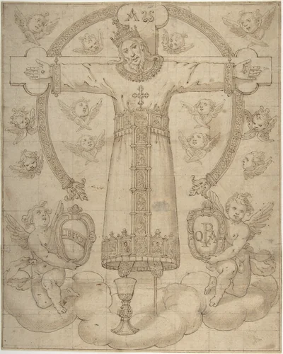 The Volto Santo of Lucca by anonymous, drawing, 1500-1600