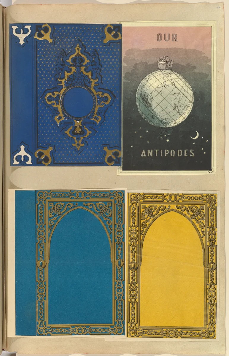 Four Lithographed Bookcovers, One for Our Antipodes by Alfred Forrester, print, 1845-1870